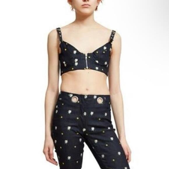 Miaou Dylan Bra embroidered Daisy opening zip front Opening Ceremonies M medium - Picture 3 of 16